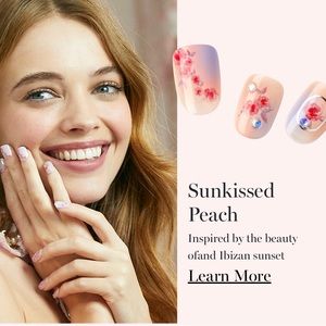 NIB LoveShackFancy  Press-On Manicure Limited Edition Sunkissed Peach Pi…